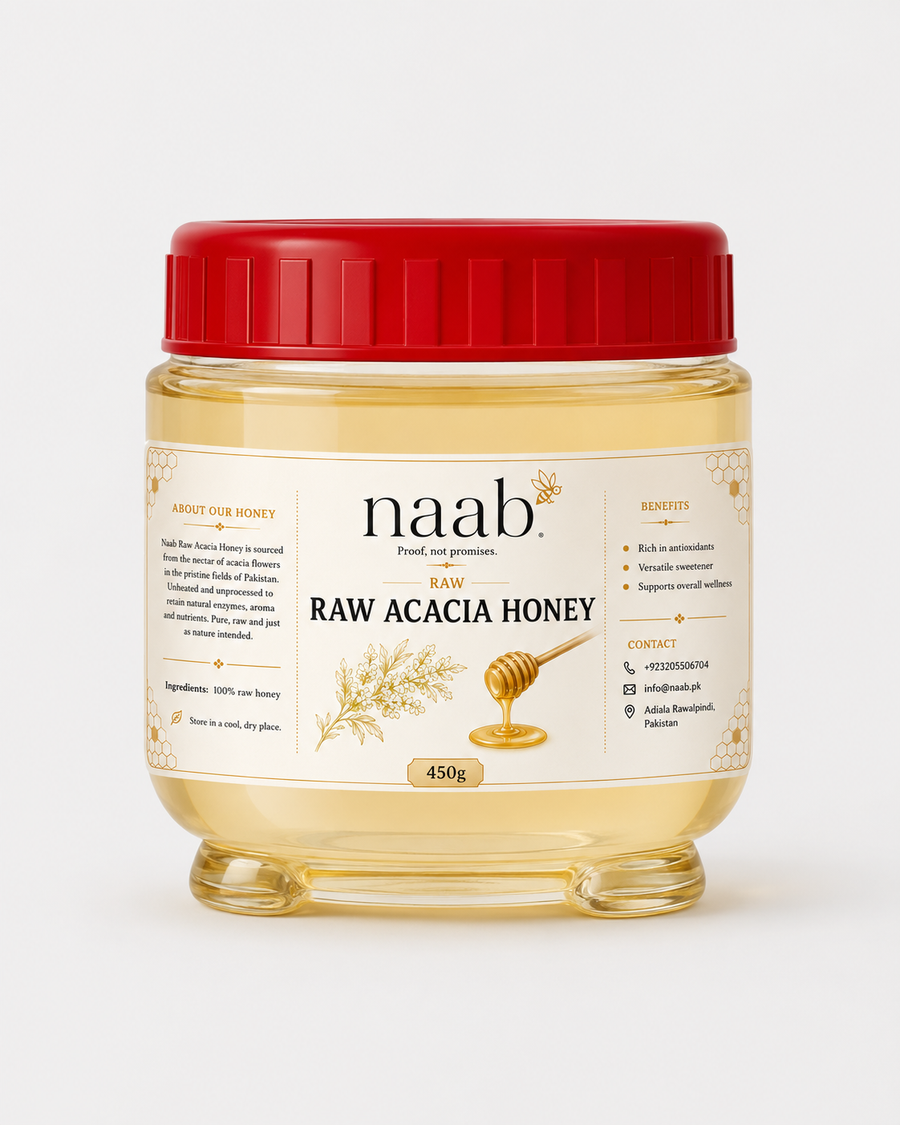 Naab Raw Acacia Honey | Light & Mild Pure Honey | 450g & 900g