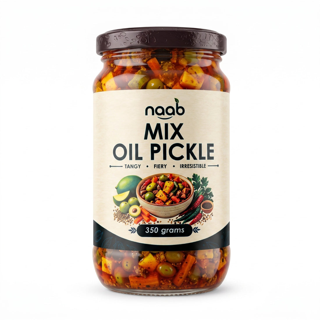 Naab Organic Mix Oil Pickle – 350g | Tangy, Fiery & Irresistible
