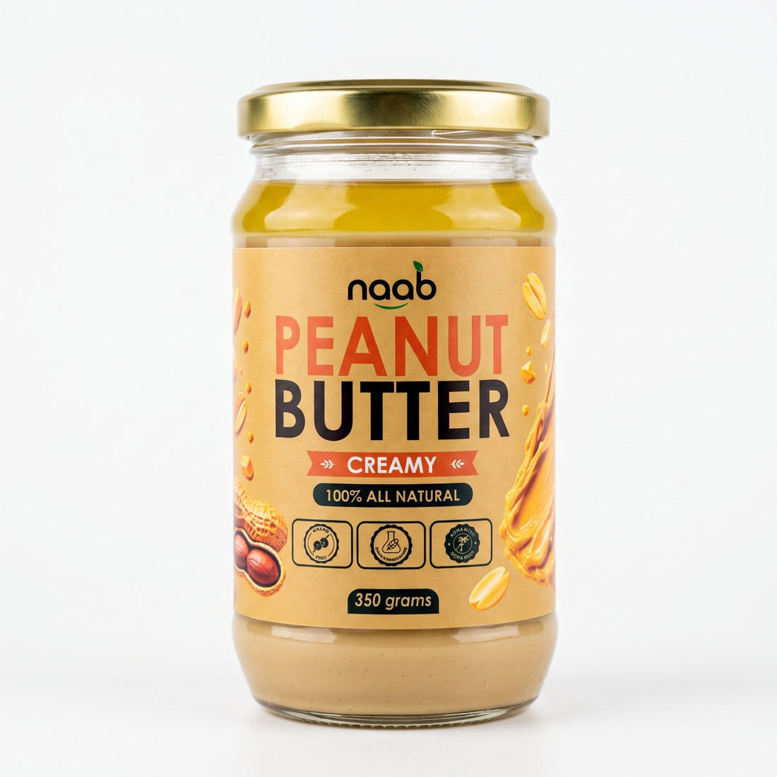 Naab Organic Creamy Peanut Butter – 350g | 100% All Natural