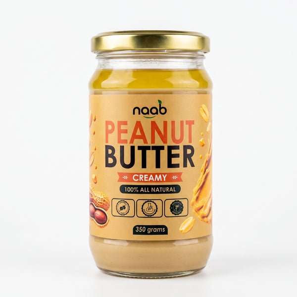 Naab Organic Creamy Peanut Butter – 350g | 100% All Natural