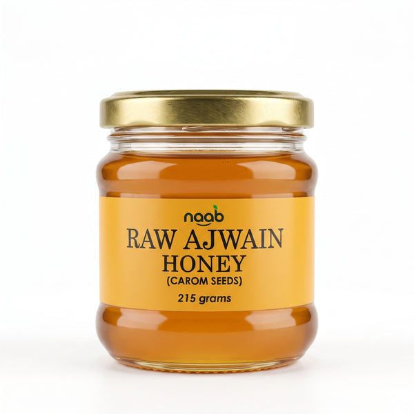 Naab Organic Raw Ajwain Honey (Carom Seeds) – Pure, Natural & Unheated Honey – 215g