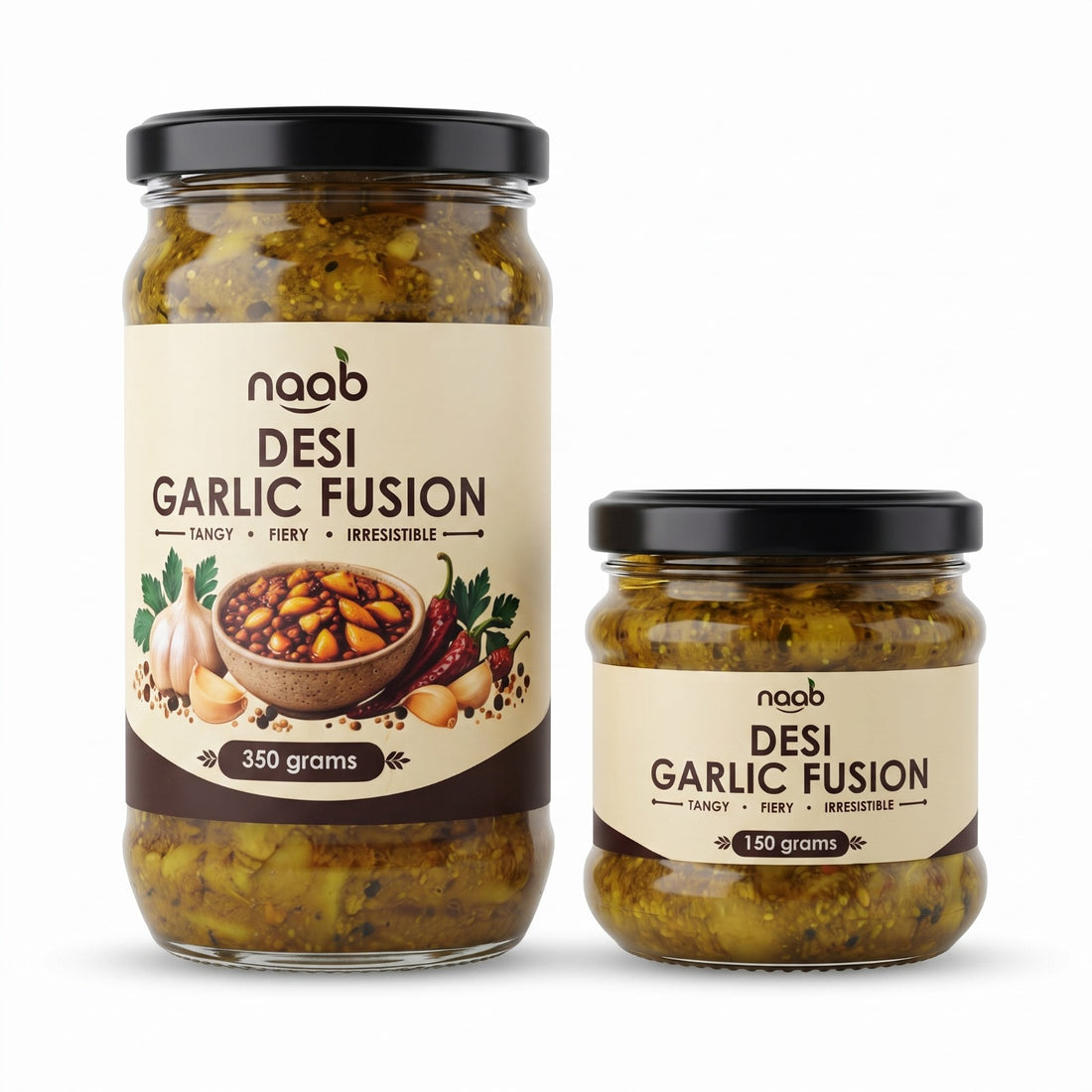 Naab Organic Desi Garlic Fusion Pickle – Tangy, Fiery & Irresistible Garlic Pickle – 350g & 150g