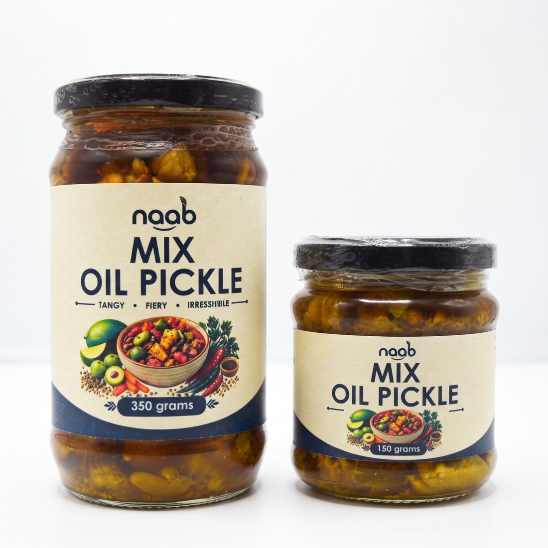 Naab Organic Mix Oil Pickle – Tangy, Fiery & Irresistible Mixed Vegetable Pickle – 350g & 150g