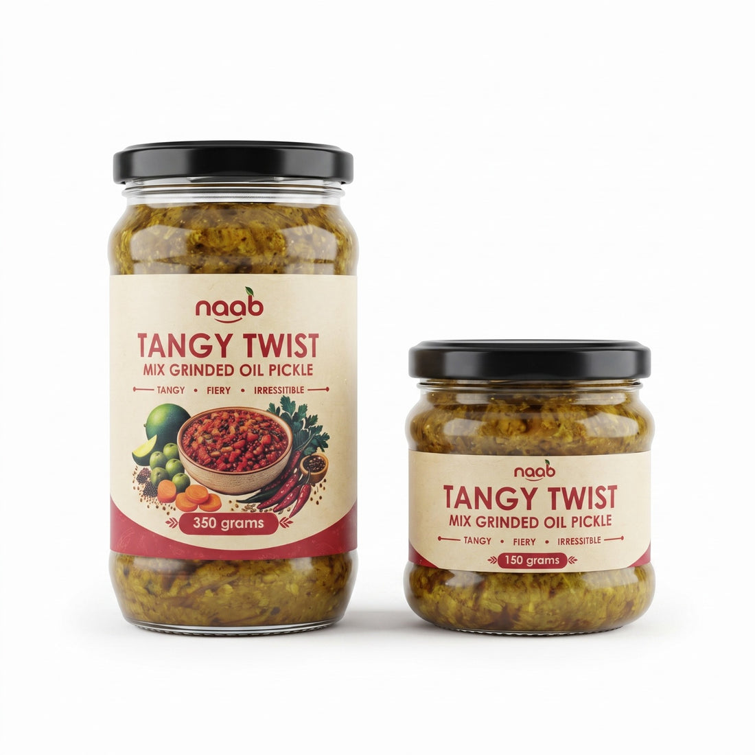 Naab Organic Tangy Twist Mix Grinded Oil Pickle – Traditional Desi Taste | 150g & 350g